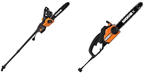 WORX WG309 8 Amp 10" Electric Pole Saw & WG303.1 14.5 Amp 16" Electric Chainsaw