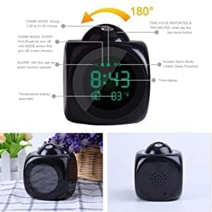 Image of Plastic Digital LCD Projector Alarm Clock Wall Projection, Voice, Weather Station, LED Temperature and Wake Up Projector for Bedroom & Students(Projection Clock)