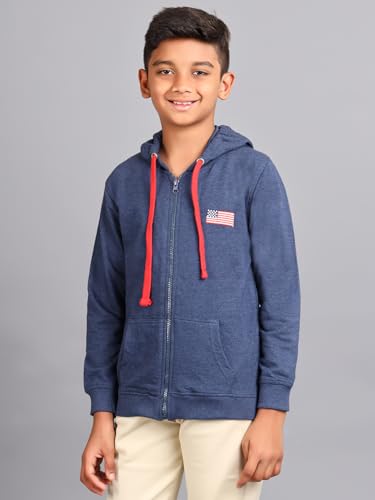 Image of ZION Hoodies for Boys - Cotton Hoodies Sweatshirt with Zipper | Solid & Regular Fit with Embroidery | Long Sleeve | for Every Occasion | Multiple Sizes & Colors (Pack of 1)