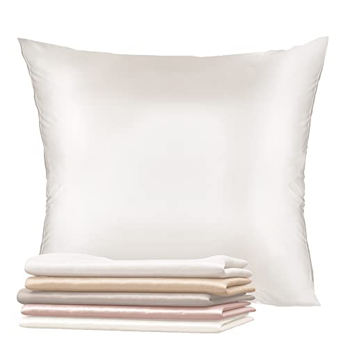 Dreamzie Funda de Almohada Seda - 40x80 cm - 100% Seda Natural - 19 Momme - Funda Almohada con Beneficios para el Pelo y la Piel - Antiarrugas & Antiacaros - Blanco