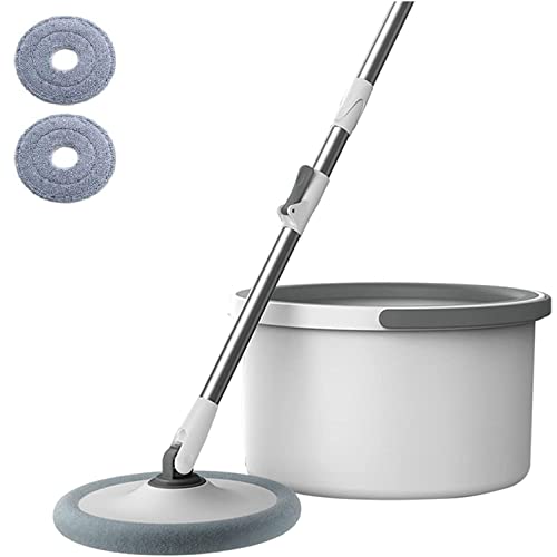 KOKSI Microfiber Spin Mop and Bucket Set with Water Filtration System Self Cleaning Dry & Wet Flat Floor Mop for Laminate, Tiles, Bathroom (2 Refills)
