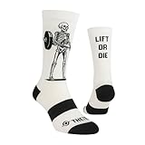 Theyet Calcetines Crossfit y Deporte Unisex | Diseños únicos divertidos | Técnicos, transpirables compresivos y cómodos para gimnasio, running, pádel y ciclismo | Talla 39-45 (Lift or Die)