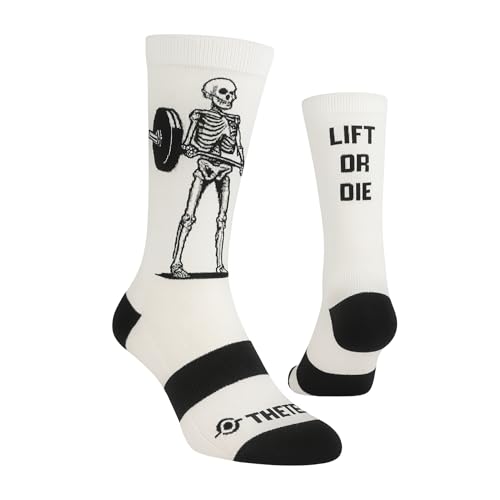 Theyet Calcetines Crossfit y Deporte Unisex | Diseños únicos divertidos | Técnicos, transpirables compresivos y cómodos para gimnasio, running, pádel y ciclismo | Talla 39-45 (Lift or Die)
