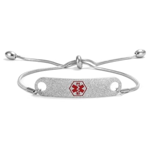 Hdtnhi Custom Medical Alert Bracelets for Women-Free Engraving Medical ID Alert Information Adjustable 5 to 8.5 Inches. Cover