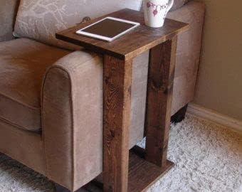 INDIGO INTERIORS Sofa Chair Arm Rest Tray Table Stand (Brown)(Wood)