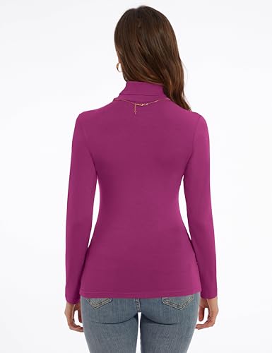 Image of Women's Turtleneck Long Sleeve Shirts Slim Fitted Lightweight Base Layer Casual Tops