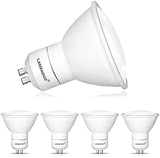 LAMPAOUS GU10 5W LED Light Bulbs, 50W GU10 Halogen Bulbs Replacement, Super Bright Cool White Daylight 6000K Spotlight Bulbs, Non Dimmable, 120° Beam Angle, Energy Saving, 2 Years Warranty, 4 Pack