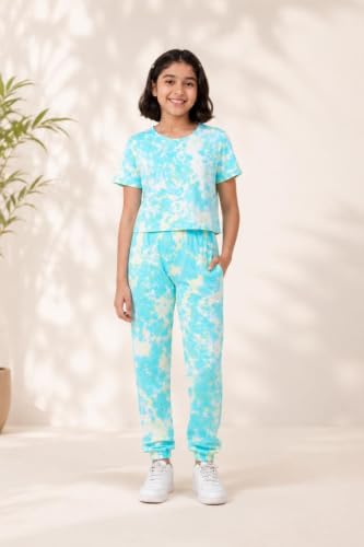 Image of Tweeny Mini Girls Kids Joggers | Tie Dye Joggers set | Track pant set | Pyajama with Crop top Combo Summer wear for Girls