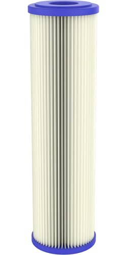 Image of Pentair Pentek ECP20-10 Sediment Water Filter, 10-Inch, Under Sink Pleated Cellulose Polyester Replacement Cartridge, 10 inch x 2.5 inch, Blue End-Cap, 20 Micron