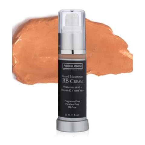 Ageless Derma BB Cream Tinted Moisturizer Foundation with Hyaluronic Acid and Vitamin C. Made in USA Cover