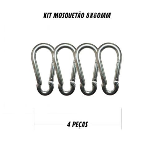 KIT MOSQUETÃO PUNCH 8X80 mm - Sem Trava - 4 Unidades - Academia Profissional