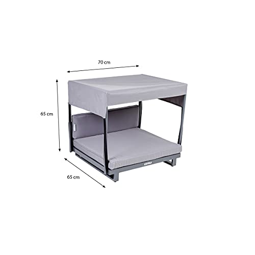 greemotion-PET-Dog-Bed-with-Roof-Aluminium-and-100-Polyester-63-x-65-x-65-cm-Grey