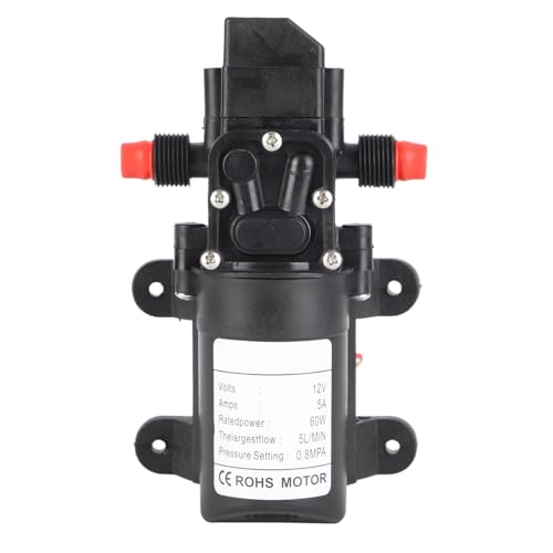 Zohisin 12V 115psi Hochdruckmembran selbstprimieriger Wasserpumpe 5 l/min 60 W für Gartensprinkler Duschwasser Wasserhähne in Boot Caravan -Wohnmobil und landwirtschaftliche Zwecke