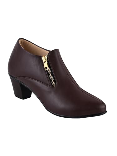 Image of TRYME and Stylish Block Heel Fashionable ankle Boots with Zip look for Womens and Girls