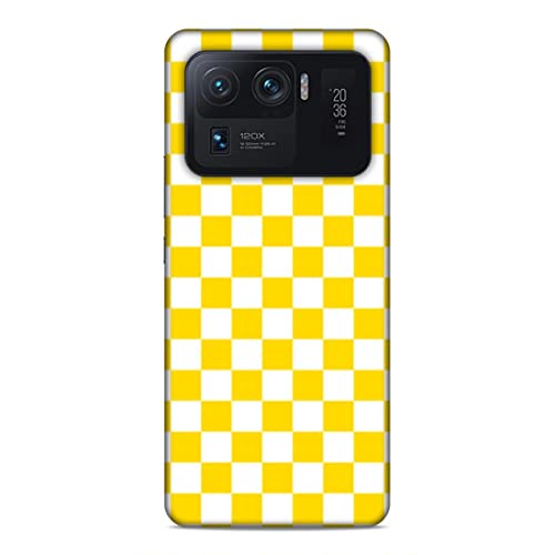 Image of Printed Mobile Back Hard Case Cover for Xiaomi Redmi 11 Ultra | Check Print, Small Boxes, Yellow & White-2204