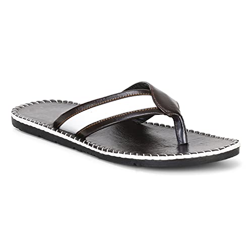 Image of Emosis Men's Faux Leather Slipper - Flat Chappal cum Thong Sandal - For Daily Use Outdoor Indoor Formal Office Home Ethnic Casual Wear E0527