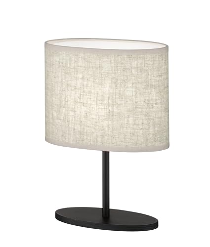 Fischer & Honsel Tischleuchte Modena | sandschwarz matt| Stoffschirm sandfarben Leinen| L: 20 cm, B: 10 cm, H: 27 cm, D: 14 cm| mit Schnurschalter| 1x E14 max. 25 W ohne Leuchtmittel