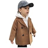 Toddler Boys Peacoat Trench Coat Elegant Notched Collar Double Breasted Wool Blend Over Pea Coat Jacket Khaki 18-24 Months