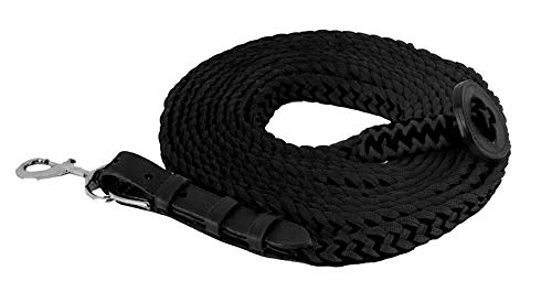 Black 25' Flat Braided Nylon Lunge Line with Removable Snap and Rubber Stopper