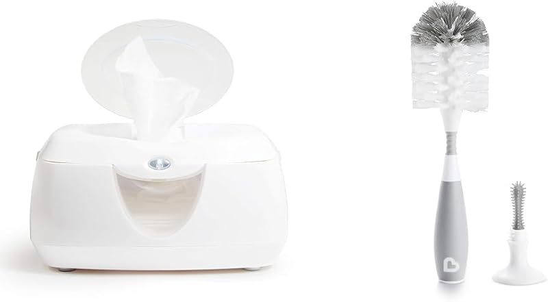 Calentador de toallitas y cepillo para biberones BristleTM Munchkin® Warm GlowTM, blanco y gris