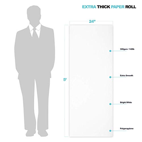 Alcohol Ink Paper Roll - Pixiss Heavy Weight Alcohol Ink Watercolor Paper 24 Inches By 5 Feet (610X1524Mm), 300Gsm, Extra Smooth, For Watercolor, Alcohol Ink #TOP3