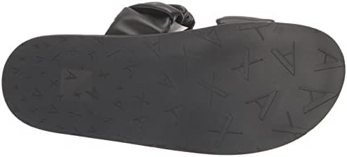 A | X ARMANI EXCHANGE Women's Aretha Ruched Logo Flat Sandals, Black + Silver, 10.5 | Image 3