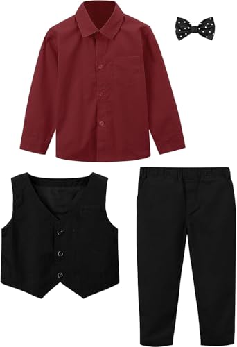 Image of A&J DESIGN 4pcs Baby & Toddler Suit, 12 Months - 5T, Shirt & Pants & Vest & Bow Tie