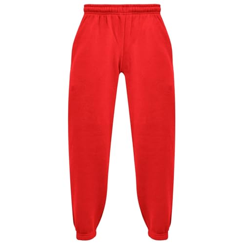 A2Z 4 Kids Girls Boys Plain Jogging Bottoms PE School Jogger Soft Trouser - Fleece Trouser 356 Red 11-12