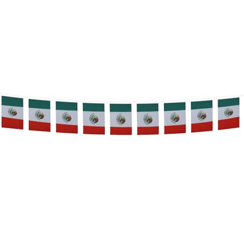 Image of AZ FLAG Mexico 6 meters BUNTING Flag 20 flags 9'' x 6'' - Mexican STRING flags 15 x 21 cm