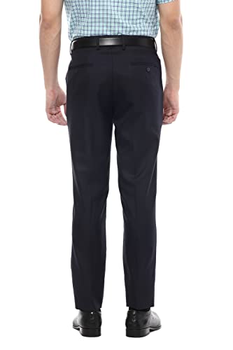 Image of Peter England Men Navy Solid Regular Fit Trousers