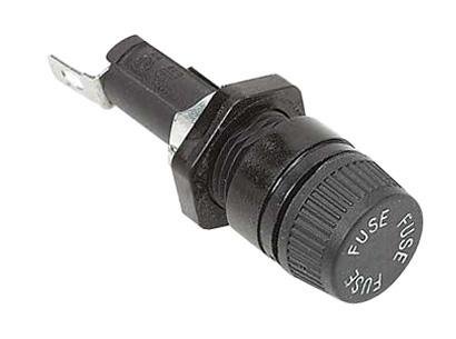 EATON BUSSMANN SERIES BK/HTB-62M-R Fuseholder, Panel Mount, 250V, 20A, 5 x 20mm, Solder/Quick Connect, Fingergrip Cap