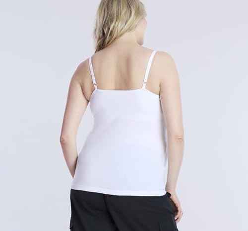 Motherhood Maternity Women's Plus Size Clip Down Nursing Tank Top Cami with Adjustable Straps for Breastfeeding, White, 2X