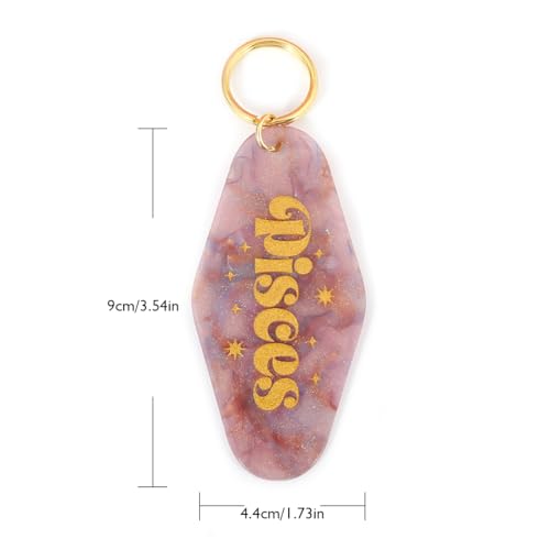 Astrological Leo Zodiac Sign Acrylic Keychain with Gold Stars