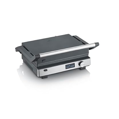 SEVERIN Kontaktgrill SEVINI FLEX, 3-in-1 Multikontaktgrill, hochwertige Keramikbeschichtung, XL-Grillfläche, spülmaschinengeeignete Grillplatten, Burger, Panini, 2000W, schwarz/Edelstahl, KG 2380