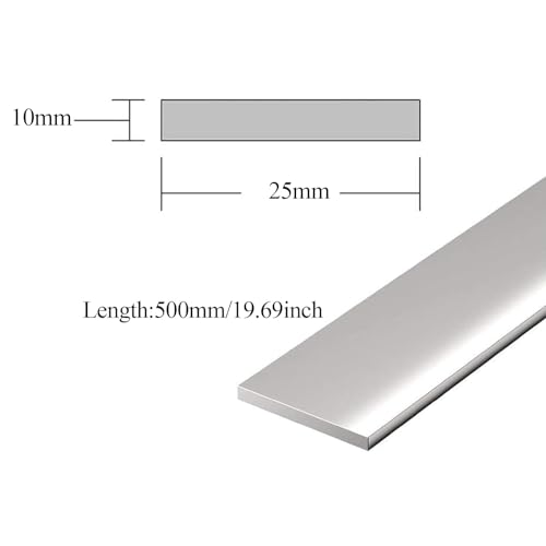 PHasz 304 Stainless Steel Flat Bar Solid Flat Bar 10×10×500Mm-10×25×500Mm Suitable for Construction and Decoration,10×25×500mm