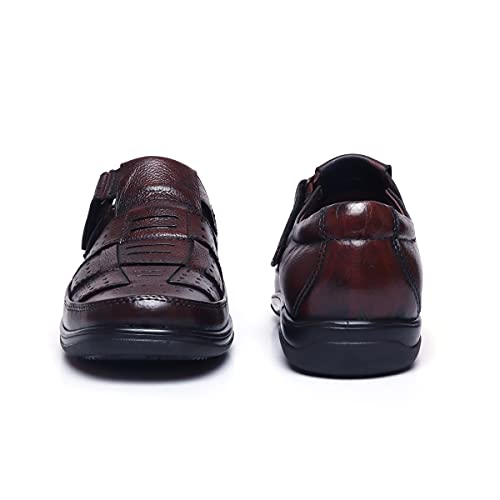 Image of Zoom Shoes Genuine Tinted Leather Casual Sandal For Men ZA-2337 | Comfortable /Ventilated Sandal With Anti-Slip Technology, Flexible Sole And Memory Cushion Padded Insole