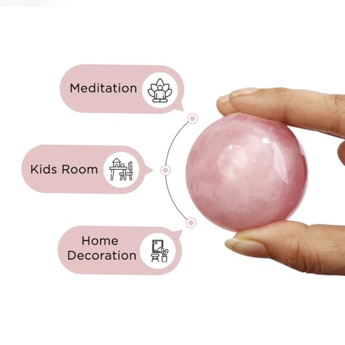 Image of Rose Quartz Crystal Sphere Ball 100-150 Gm for Spiritual Gifting & Home Decor | Gemstone Showpiece Figurine for Feng Shui, Vastu & Reiki Meditation | Natural Healing Crystal Stone for Love & Peace