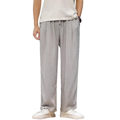 Pantalon jambe droite homme en lin fin contre la transpiration estivale