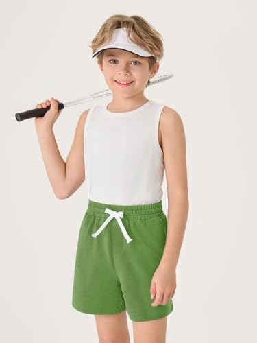 Haloumoning Boys Athletic Shorts Kids High Waisted Basketball Gym Shorts with Pockets 5-14 Years3