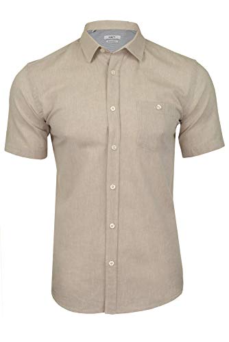 Xact Camicia da uomo in lino a maniche corte