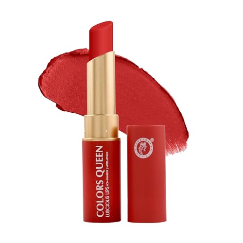 Image of Colors Queen Luscious Lips - Non Transfer Creamy Matte Lipstick | Highly Pigmented with Smooth Application | Long Lasting Lipstick Waterproof | Smudge Proof Lipstick for Women (08 - Red Coat - 3.5g)