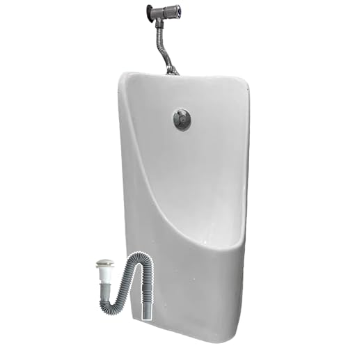 Urinarios De Esquina Para Hombres: Urinarios De Pared Que Ahorran Agua, Área Pequeña, Fácil De Usar, Descarga De Caño + Sin Salpicaduras, Fácil De Limpiar.,White