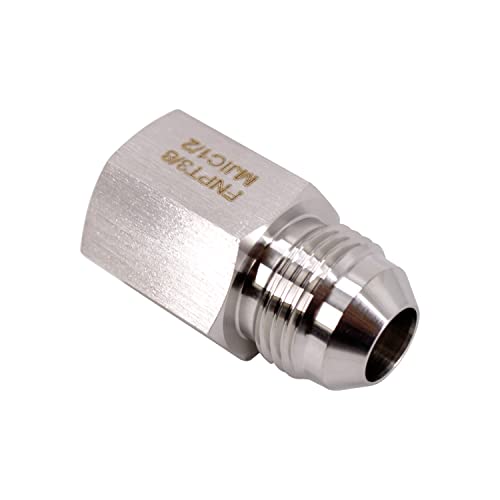 Image of HFS(R) 3 /8 inch Female NPT to 1 /2 inch Male JIC Flare Pipe Fitting Reducer Adapter Stainless Steel 304 (3 /8 inch FNPT x 1 /2 inch MJIC)
