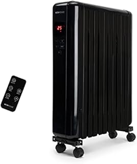 MONHOUSE 2500W Digital Oil Filled Radiator - Portable Electric Heater with LED Display, Built In Timer & Adjustable Thermostat, Remote Control, Overheat Safety Cut Off and Tip Over Switch - Black