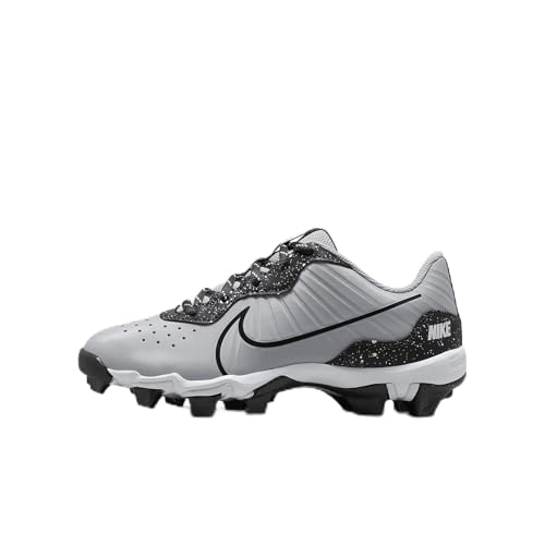 Nike Alpha Huarache 4 Keystone Little/Big Kids' Baseball Cleats (DJ6525-005, Wolf Grey/White/Dark Smoke Grey) Size 3