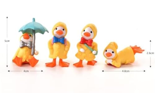 Image of VRB Dec 4 Pcs Miniature Showpiece Set for Home Decor,Car Dashboard,Valentine,Living Room,Gifts Figurines,Cake Decoration Items,Figurines for Home Decor. (4 Pcs Duck Umbrella Miniature)