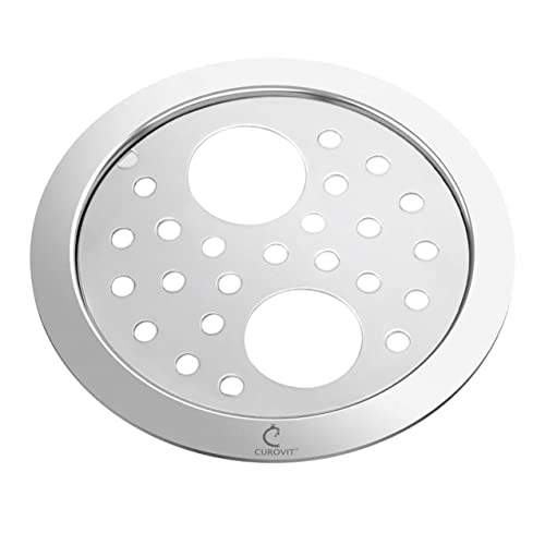CUROVIT Stainless Steel 5' Holly Round Double Hole Water Drain | Lock Jali for Bathroom & Kitchen., 13 cm , 13 cm