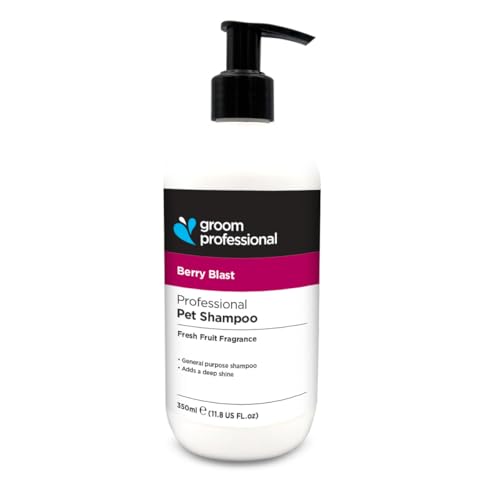 GROOM PROFESSIONAL Berry Blast Dog Shampoo - Moisturising & Soothing Relief for Itchy & Sensitive Skin - Adds Shine & Softness to Dogs Coat - Ideal for Dull, Dry Coats w/Natural Fruit Extracts, 350ml