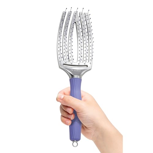 Olivia Garden Fingerbrush Care Iconic Detangling Hairbrush with Boar & Nylon Bristles for Ultimate Shine & Smooth Styling