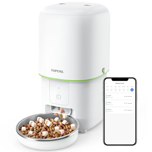 Automatic Cat Feeder, 4L Cat Food Dispenser, 2.4G WiFi Cat Food Dispenser with APP Remote Feeding, Dual Power Supply, Programmable Portion Size, Auto Pet Feeder for Cats and Small Dogs